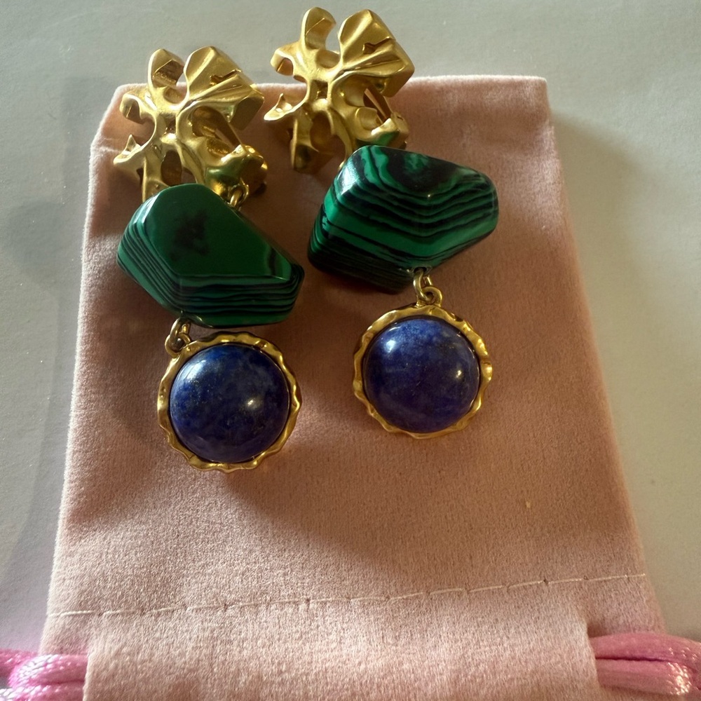 Tory Burch Gold and Blue Earrings